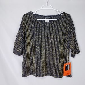 Vintage Carol Little Sport Crop Top Oriental Knit Shimmer Thread